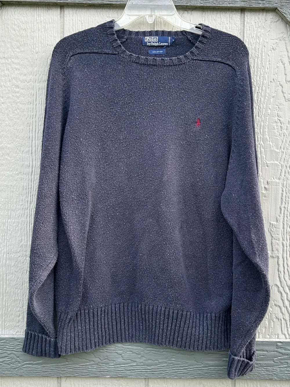 Vintage Polo Ralph Lauren Navy Blue Cotton Crewneck Sweater Men’s Large